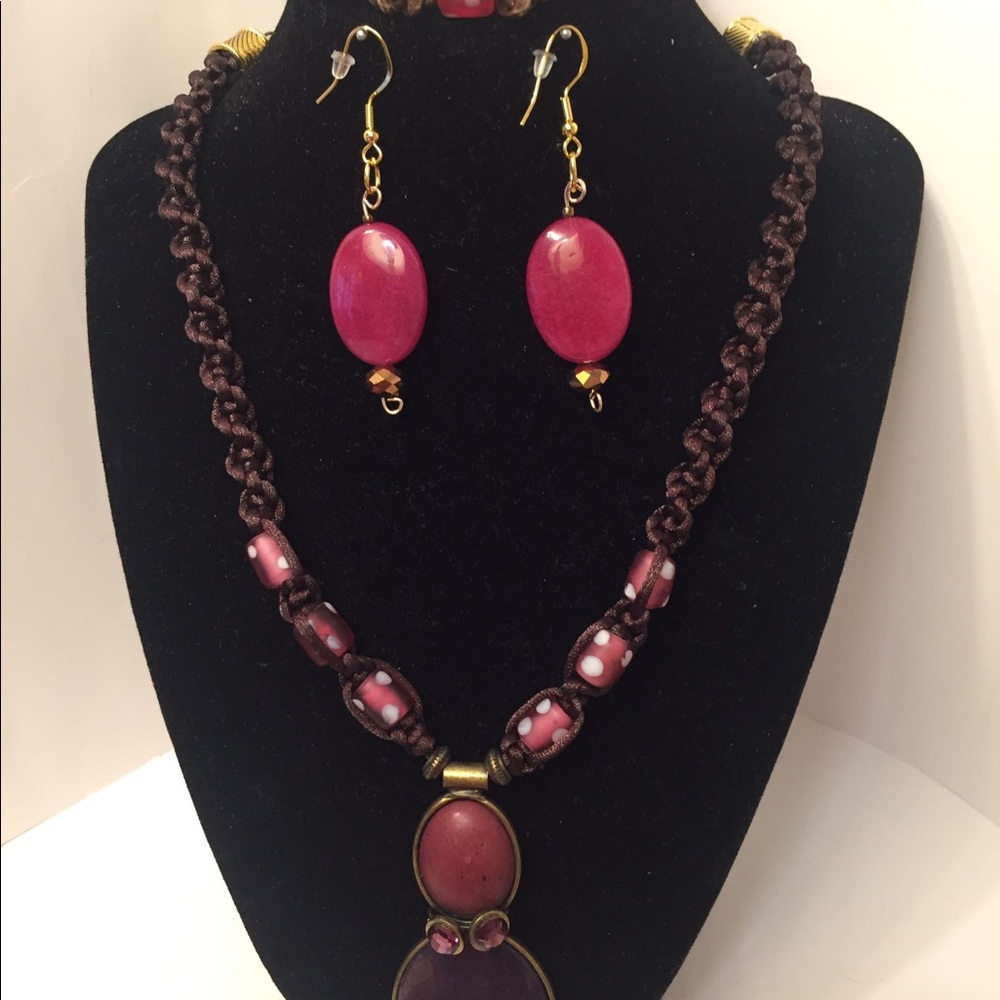 Macrame Set Necklace/Bracelet/Earrings - image 1
